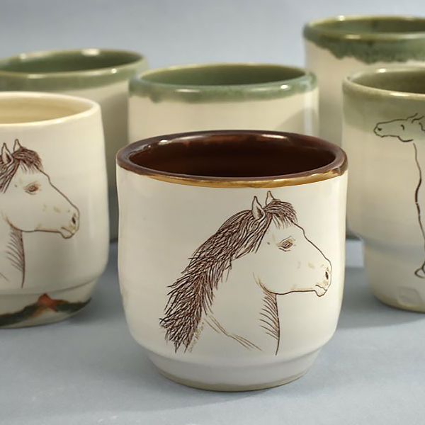 Horse painted on porcelain
